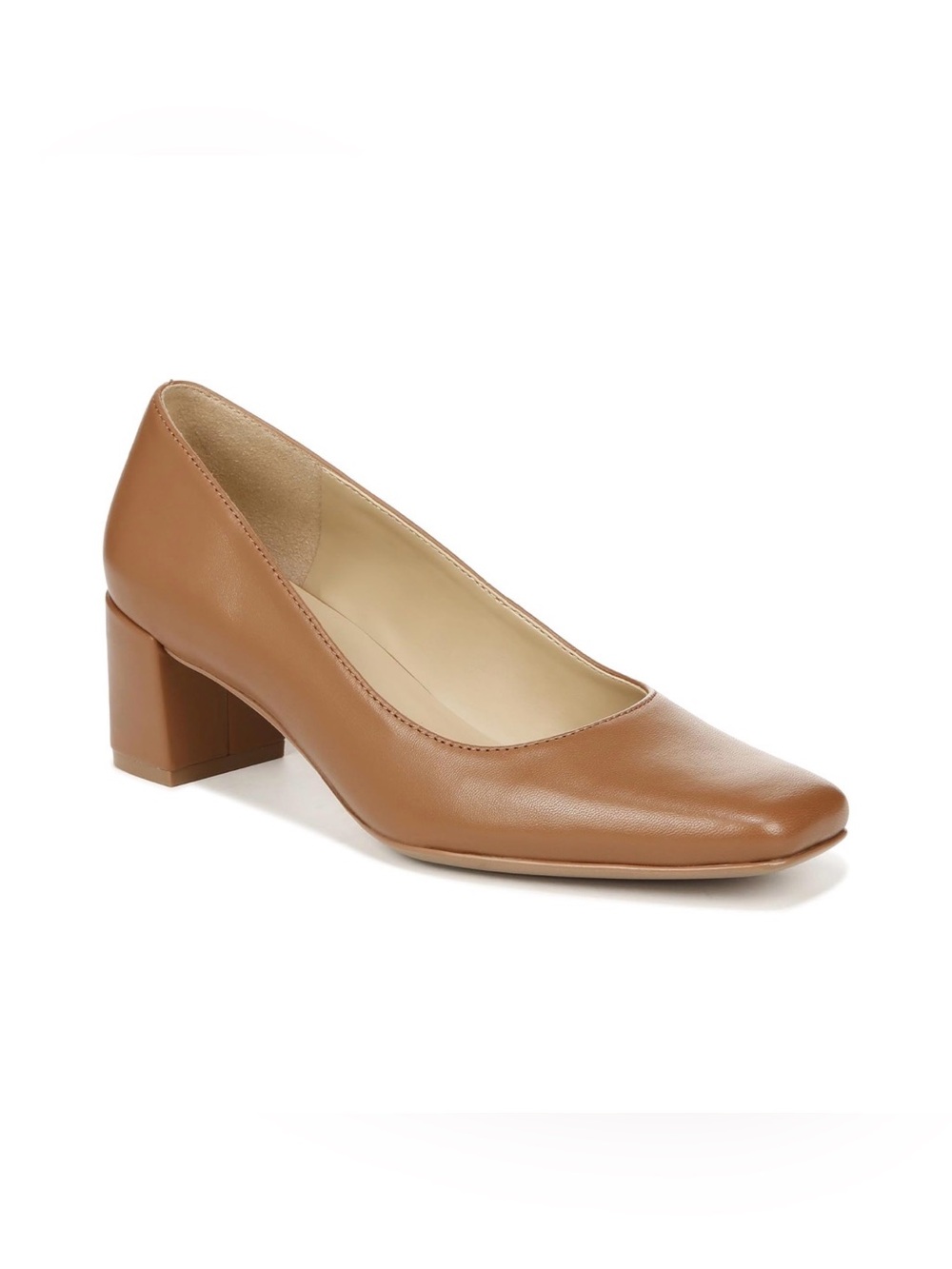 Naturalizer Karina Leather Pumps – Tan/Gingersnap Block Heel, Size 8.5